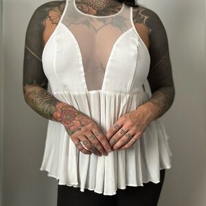 White Free People flowy babydoll top